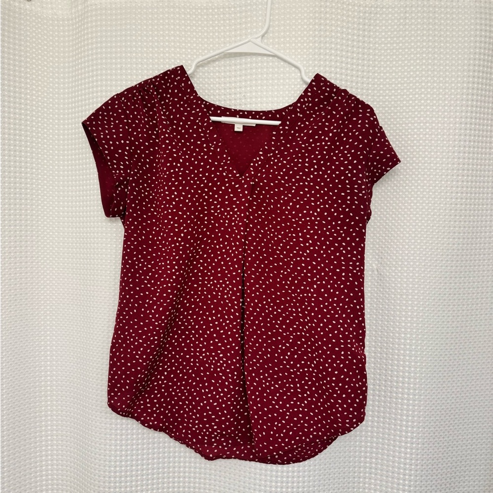 Women's Burgundy Polka Dot Top
